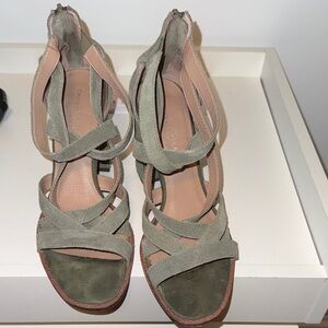 Chinese Laundry Olive and Beige Strappy Sandals